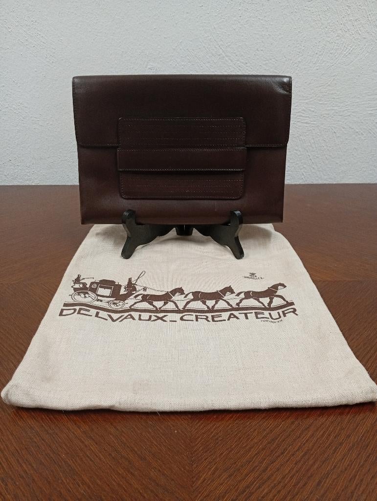 Unieke Vintage Delvaux Pochette – "Koets" Logo, Enlèvement ou Envoi, Comme neuf, Brun, Autres types