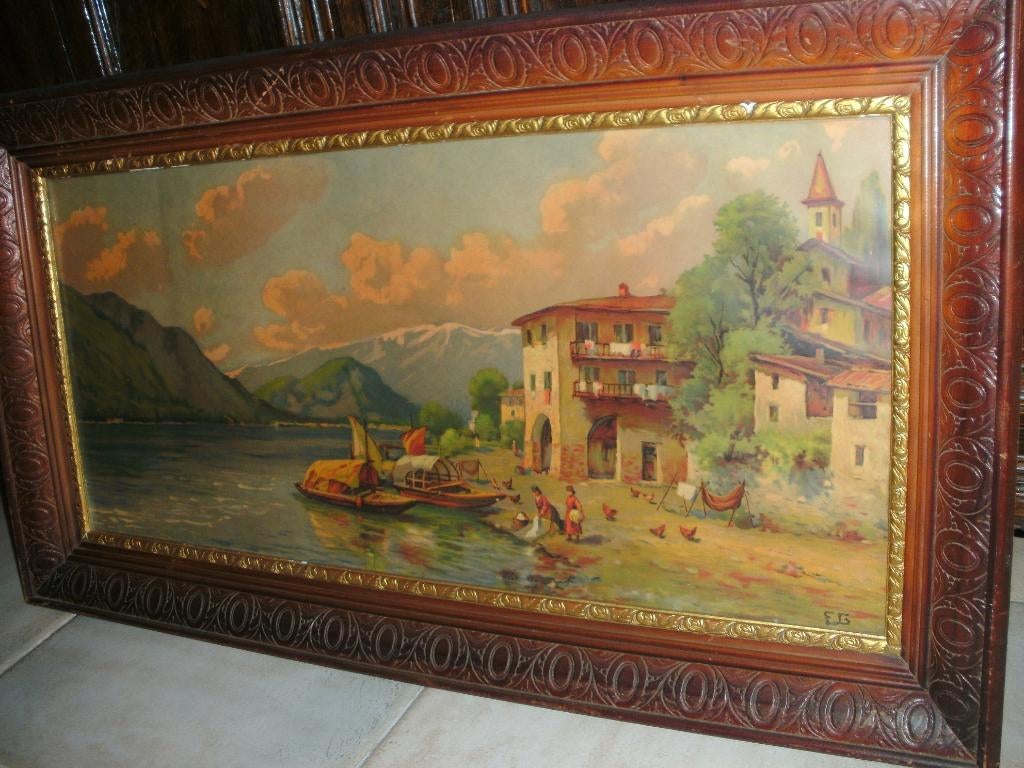 *Prachtig gesigneerd & gedateerd (1932) werk met mooie kader, Antiek en Kunst, Ophalen of Verzenden