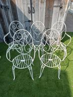 5 metalen tuinstoelen met smeedijzer, Tuin en Terras, Ophalen, Gebruikt, Metaal, Stapelbaar