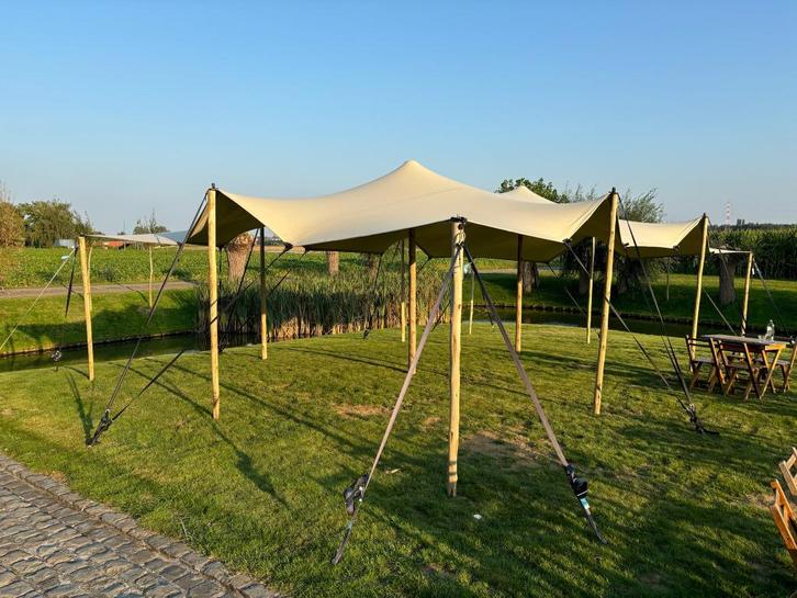 STRETCHTENT  TE  HUUR 6,5x10m, Hobby en Vrije tijd, Feestartikelen | Verhuur, Zo goed als nieuw, Ophalen