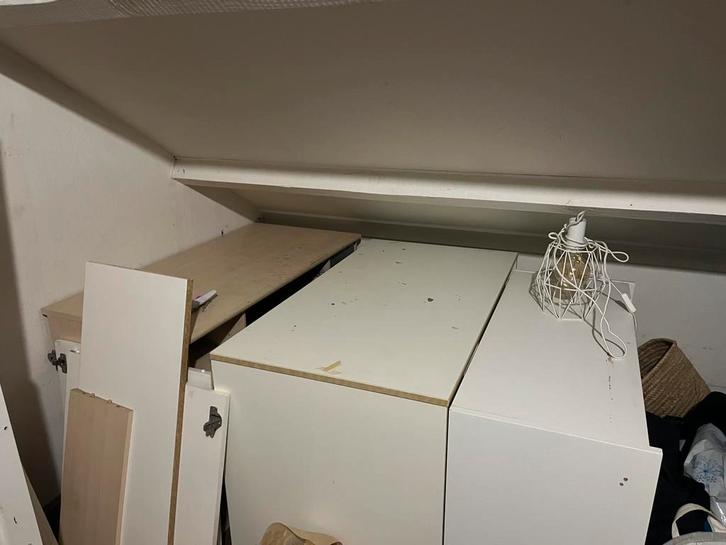 Partij Gedemonteerd Materiaal - Witte & Houtlook Platen, Doe-het-zelf en Bouw, Hout en Planken, Zo goed als nieuw, Ophalen