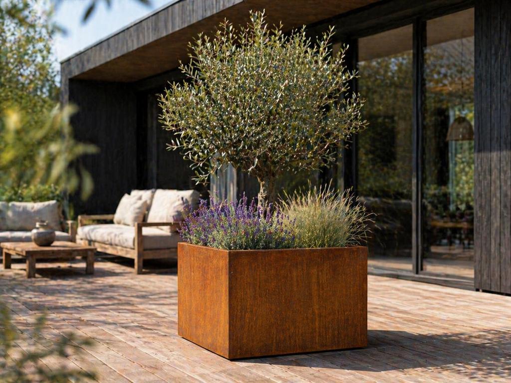 Bacs à fleurs en Acier Corten 5 MM, Ophalen, Zo goed als nieuw