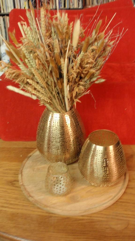 4 delig set plateau met 3 vazen en droogboeket, Maison & Meubles, Accessoires pour la Maison | Vases, Neuf, Autres couleurs, Moins de 50 cm