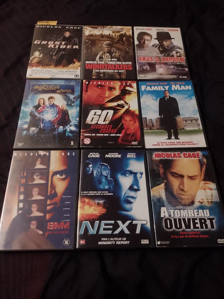 A vendre en DVD 9 films Nicolas Cage, À partir de 9 ans, Enlèvement ou Envoi, Comme neuf, Action