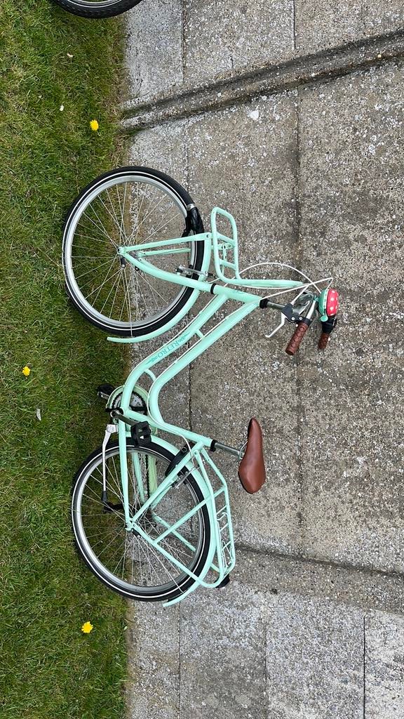 Retro stadsfiets meisjes/dames – mintgroen gebruikte staat, Ophalen, Zo goed als nieuw, Schijfrem, Overige merken