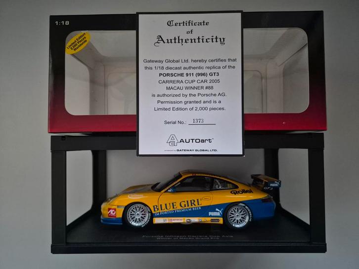 CAR Art Porsche Infineon Carrera Cup Asia 80574 1/18, Hobby & Loisirs créatifs, Voitures miniatures | 1:18, Comme neuf, Voiture