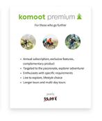 VOUCHER KOMOOT PREMIUM 12 maanden incl wereld (RPR 59,99), Tickets & Billets, Une personne, Bon cadeau, Autres types
