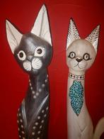 Houtsnijwerk 2 houten katten 1m50, Antiek en Kunst, Ophalen