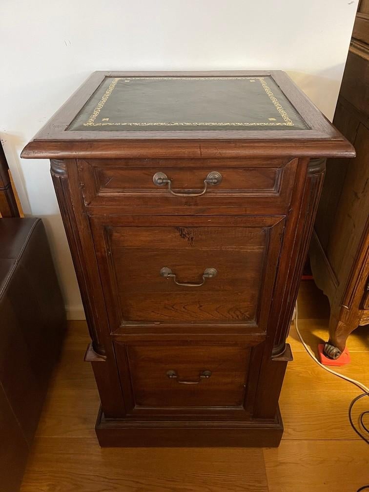 LADEKAST ARCHIEFKAST - Massief teakhout Flamant LEDER, Ophalen, Zo goed als nieuw