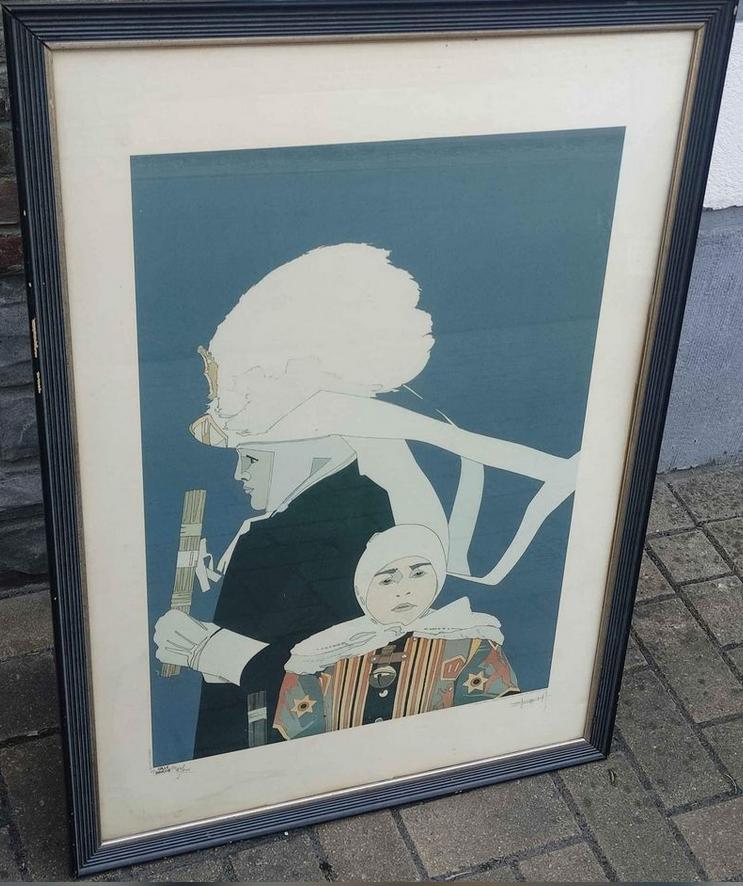 Lithographie Gilles de Binche signe Mathieu godart, Antiquités & Art, Enlèvement