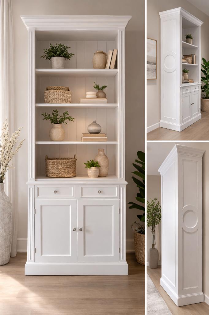 Charmante Witte Boeken Kast ⭐⭐⭐⭐⭐, Ophalen, Met deur(en), 200 cm of meer, 50 tot 100 cm