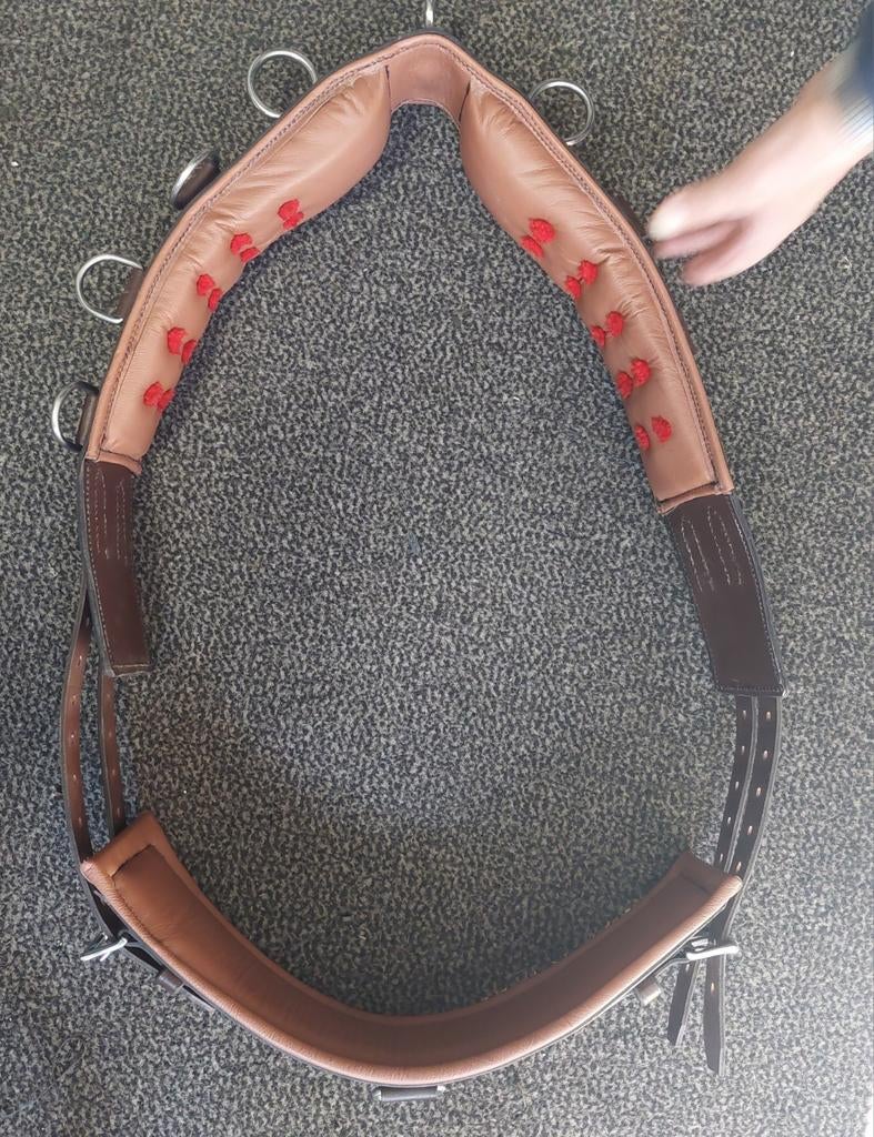 Handgemaakte longeersingel + kaptoom. Zwaar tuigleer. Rvs, Ophalen, Nieuw, Dressuur