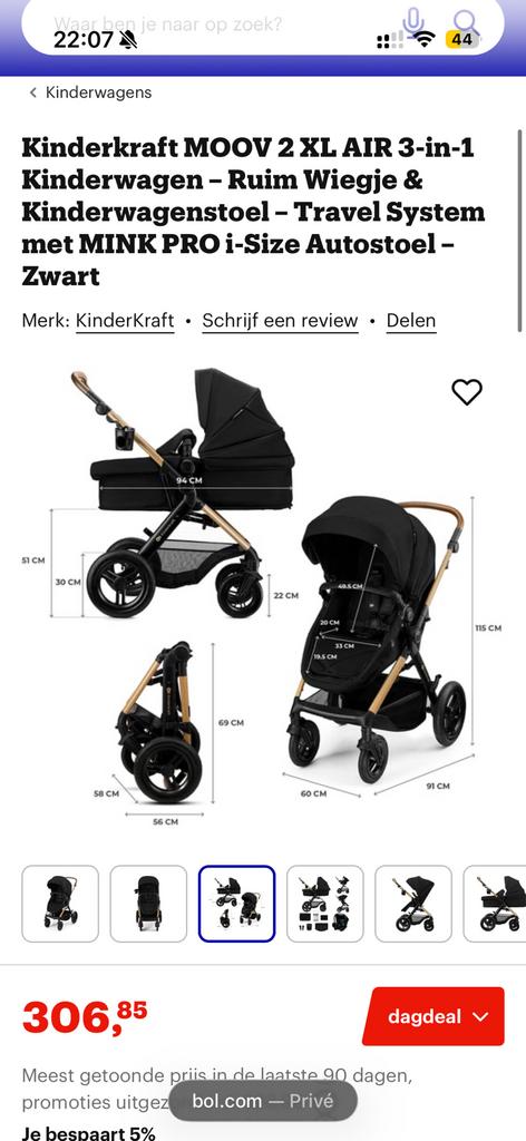 Kinderkraft moov2 air 3-1 kinderwagen, Kinderen en Baby's, Kinderwagens en Combinaties, Verstelbare duwstang, Nieuw, Ophalen, Kinderwagen