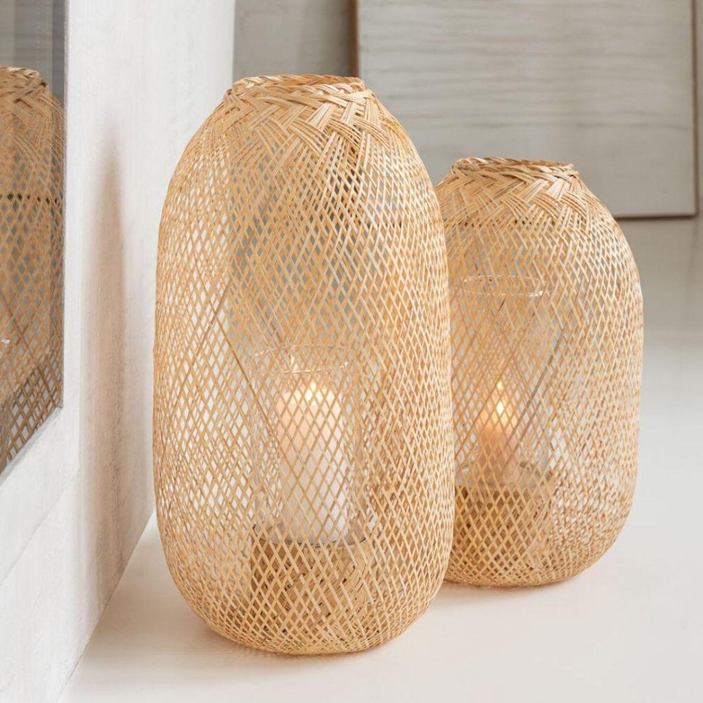 Grande lanterne en rotin NEUVE – style bohème / naturel, Maison & Meubles, Enlèvement, Neuf, Bougie