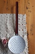 Oude wit / bruin emaille schuimspaan, Antiek en Kunst, Ophalen of Verzenden