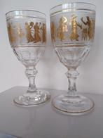 2 kristallen wijnglazen Val Saint Lambert, Antiek en Kunst, Antiek | Glaswerk en Kristal, Ophalen