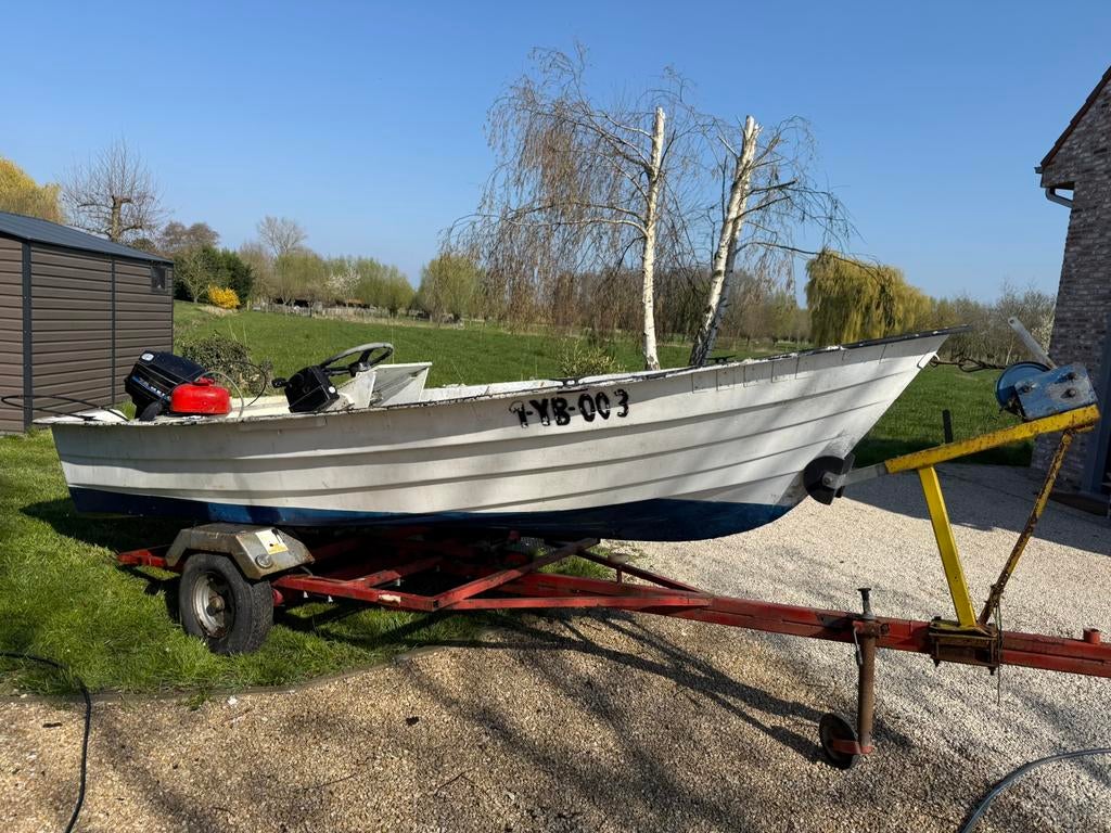 Motorboot 7,5pk zonder vaarbewijs met trailer, Ophalen, Gebruikt, Tot 10 pk, 3 tot 6 meter
