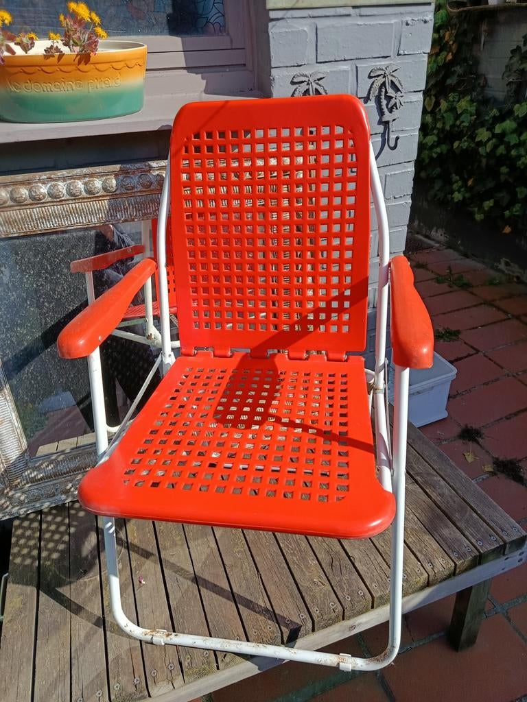 6 chaises pliantes oranges, Caravanes & Camping, Meubles de camping, Enlèvement