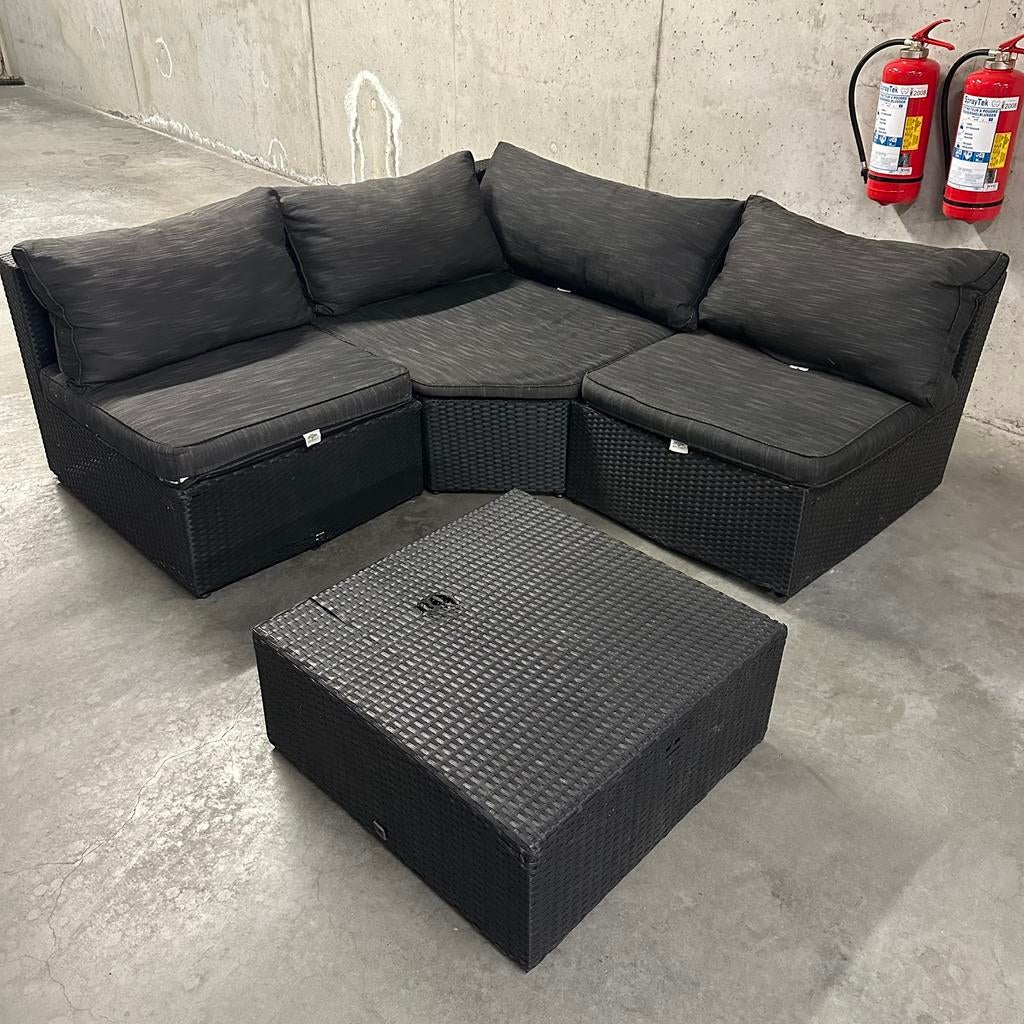 Loungeset, Tuin en Terras, Ophalen, Gebruikt, 3 zitplaatsen, Hocker