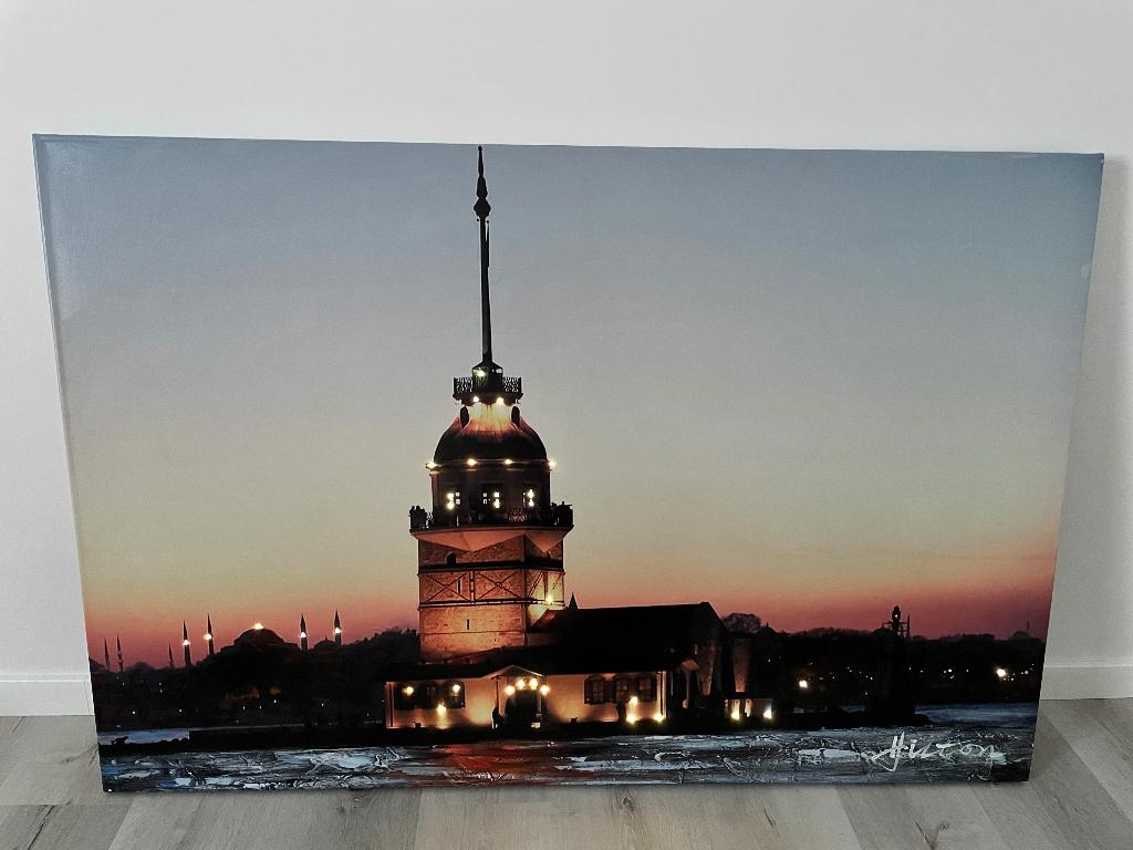 Tableau 1.2mx0.8m sur toile avec LEDs, Antiquités & Art, Art | Peinture | Moderne, Enlèvement