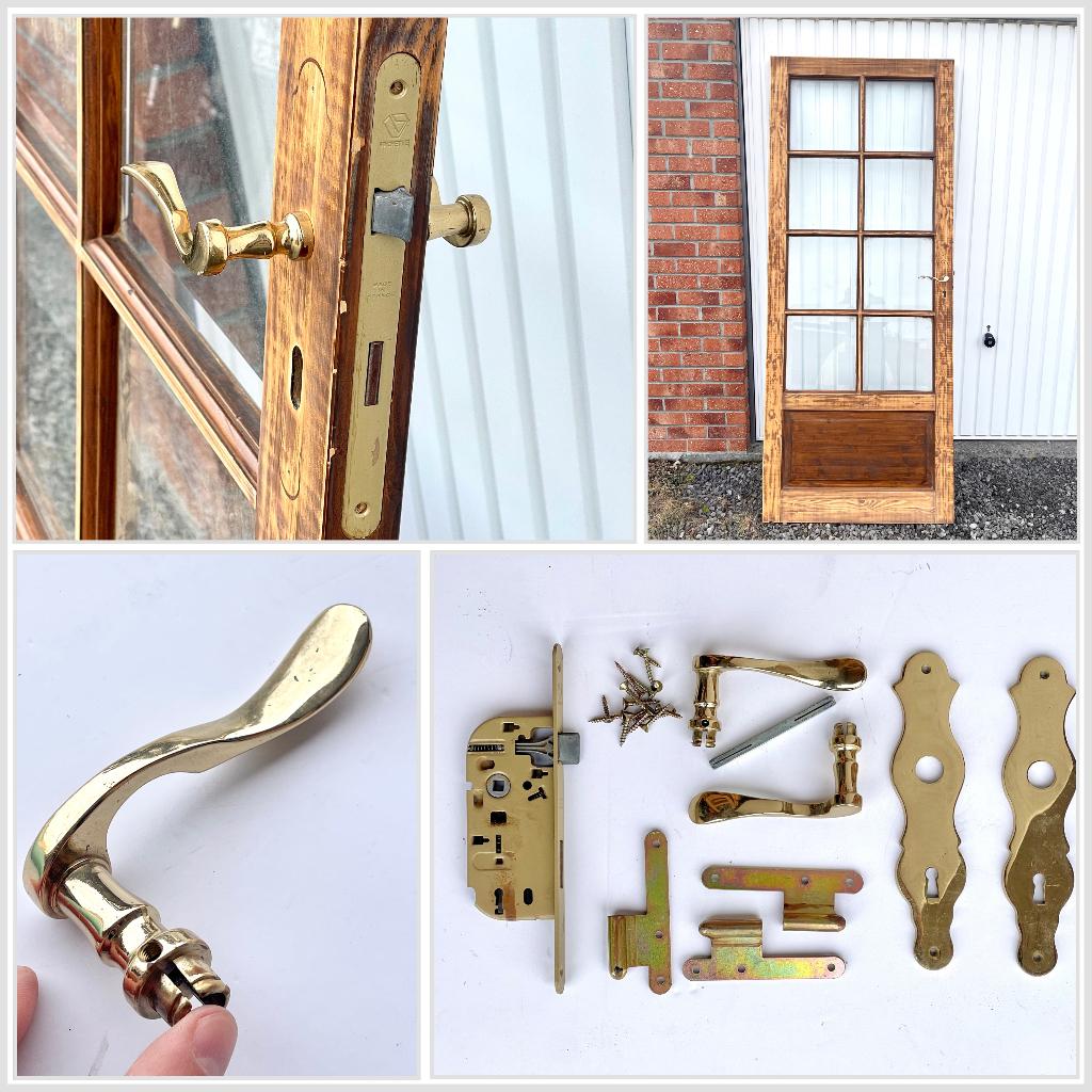 Porte intérieure bois massif - 8 carreaux biseautés, Bricolage & Construction, Châssis & Portes coulissantes, 75 à 150 cm, Comme neuf