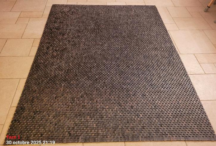 Tapis en bois de Teck massif 170 x 223 cm, Maison & Meubles, Ameublement | Revêtements de sol, Utilisé, Tapis, Enlèvement