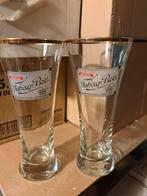 Verres à flûte Tuborgh originaux avec bords dorés, Enlèvement, Utilisé, Verre ou Verres, Autres marques
