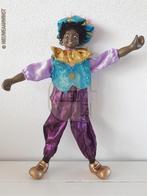 Authentieke etalage zwarte Piet pop - 32cm, paars/blauw/goud, Verzenden