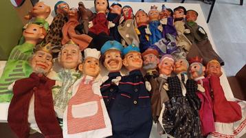 Vintage handpoppen poppenkastpoppen 23 stuks beschikbaar voor biedingen