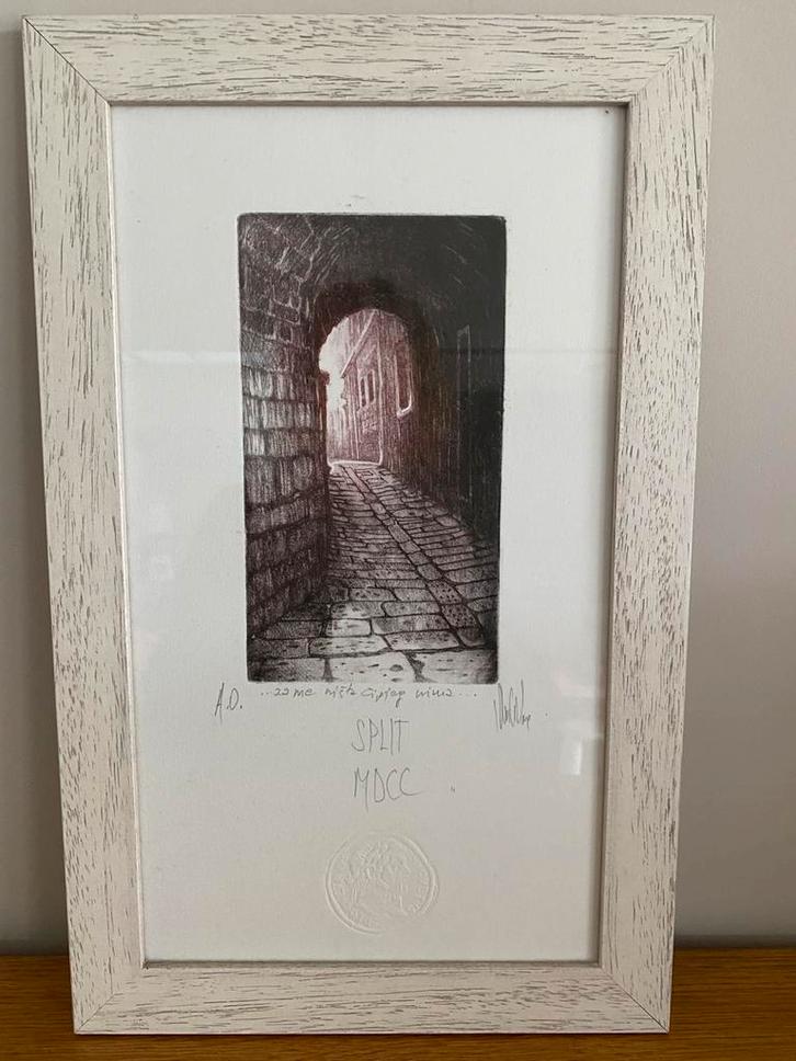 Ingelijste Ets van Branko Modic, Antiek en Kunst, Kunst | Etsen en Gravures, Ophalen of Verzenden