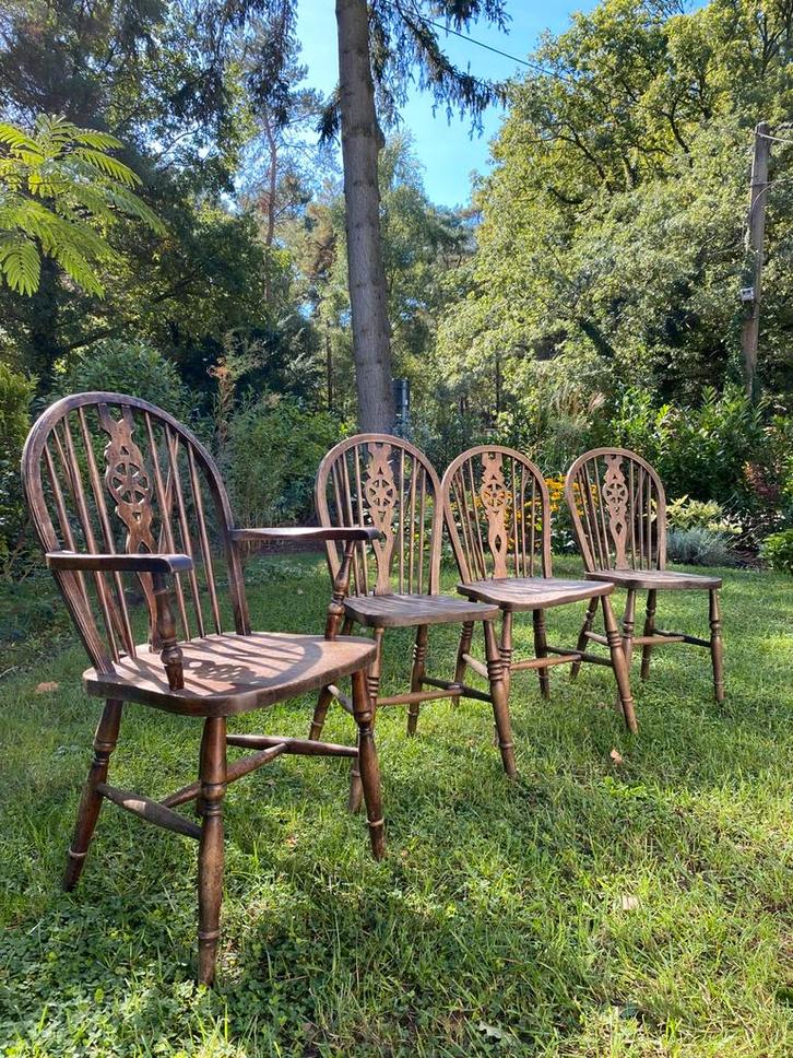 Windsor stoelen antiek eikenhout 4 stuks, Antiek en Kunst, Antiek | Meubels | Stoelen en Sofa's, Ophalen