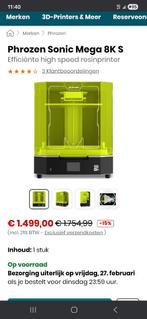 Imprimante 3d sonic mega 8ks, Computers en Software, 3D Printers, Ingebouwde Wi-Fi, Phrozen, Ophalen of Verzenden, Zo goed als nieuw