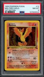 Moltres Holo 1st Edition PSA 8 - 12/62 - Fossil 1999, Verzenden, Zo goed als nieuw, Losse kaart, Foil