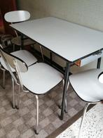 Vintage stoelen en tafel in Formica, Huis en Inrichting, 50 tot 100 cm, Minder dan 100 cm, Grijs, Gebruikt