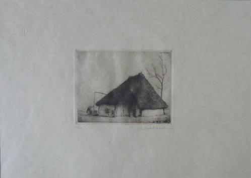 DIRK BAKSTEEN / WATERPUT KEMPEN / ZW-W ETS / 33x43cm / KADER, Antiek en Kunst, Kunst | Litho's en Zeefdrukken, Ophalen of Verzenden