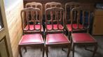 chaises en bois, assise en cuir, 6 pièces, Maison & Meubles, Chaises, Enlèvement, Utilisé, Cuir