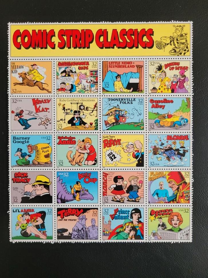 Postzegelvel 100ste verjaardag 1ste Amerikaanse strip, Postzegels en Munten, Postzegels | Amerika, Postfris, Ophalen of Verzenden