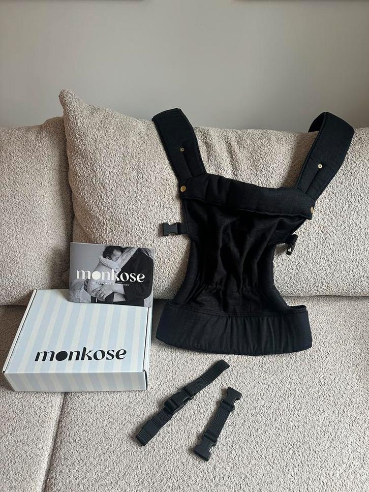 Monkose Tilia Heiwa carrier linen noir, Kinderen en Baby's, Babydragers en Draagdoeken, Nieuw, Draagzak, Buik of Rug, Overige merken