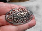 Broche en argent 800 estampillée avec texte, Bijoux, Sacs & Beauté, Broches, Enlèvement ou Envoi, Comme neuf, Argent, Argent