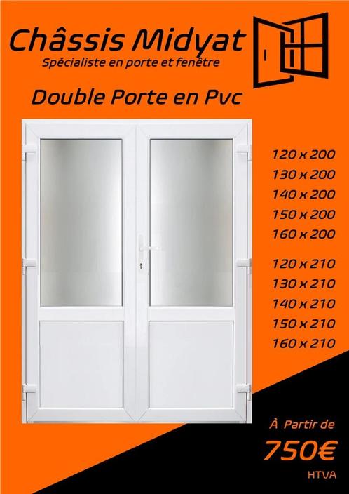 Double porte de service en STOCK, Bricolage & Construction, Vitres, Châssis & Fenêtres, Neuf, Fenêtre de façade ou Vitre, Double vitrage