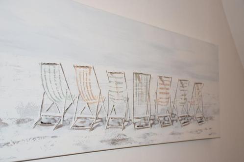 J-Line schilderij  'strandstoelen' op canvas, Huis en Inrichting, Woonaccessoires | Schilderijen, Tekeningen en Foto's, Zo goed als nieuw