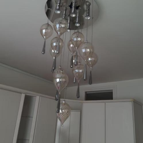 LUSTER moderne prachtige glazen met afstandsbedienin, Huis en Inrichting, Lampen | Hanglampen, Gebruikt, 75 cm of meer, Glas, Ophalen