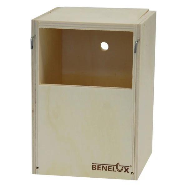 Houten nest 11x11x16cm met haken, Dieren en Toebehoren, Vogels | Toebehoren, Nieuw, Kooi-accessoires, Ophalen