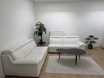 Sofa en cuir blanc 3,70 m — design — modulable — Gand, Enlèvement, Comme neuf, Cuir, Tijdloos