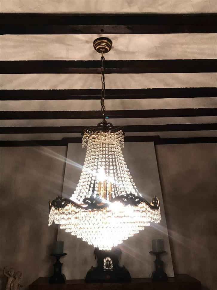 kroonluchter, Huis en Inrichting, Lampen | Kroonluchters, Gebruikt, Glas, Overige materialen, Ophalen