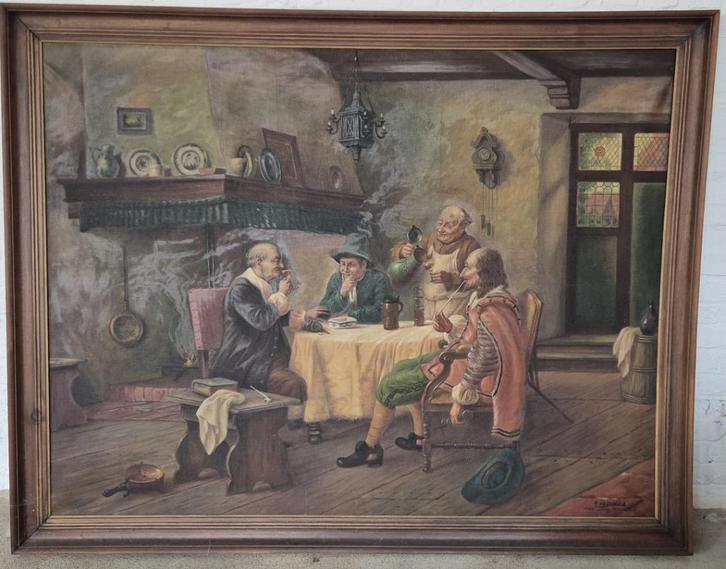 Groot(196 x 155)schilderij van A. Lannoo naar Jozef Hernaut, Antiek en Kunst, Kunst | Schilderijen | Klassiek, Ophalen