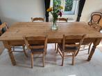 Landelijke tafel met 6 stoelen. Goede staat!, Huis en Inrichting, Tafels | Eettafels, Ophalen, Gebruikt, 100 tot 150 cm, 200 cm of meer