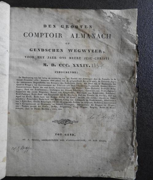 Den Grooten Comptoir of Gendschen Wegwijzer 1835, Antiquités & Art, Antiquités | Livres & Manuscrits, Enlèvement ou Envoi