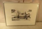 Mooi Oude Gravure 'Het Steen in Antwerpen' - Roman, Antiek en Kunst, Kunst | Etsen en Gravures, Ophalen of Verzenden