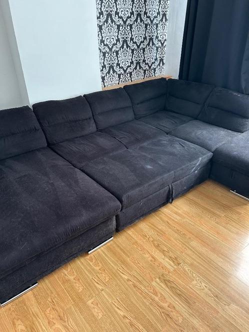 Hoekzetel met chaise longue en bedfunctie, Huis en Inrichting, Zetels | Zetels, Gebruikt, Hoekbank, Vierpersoons of meer, 300 cm of meer